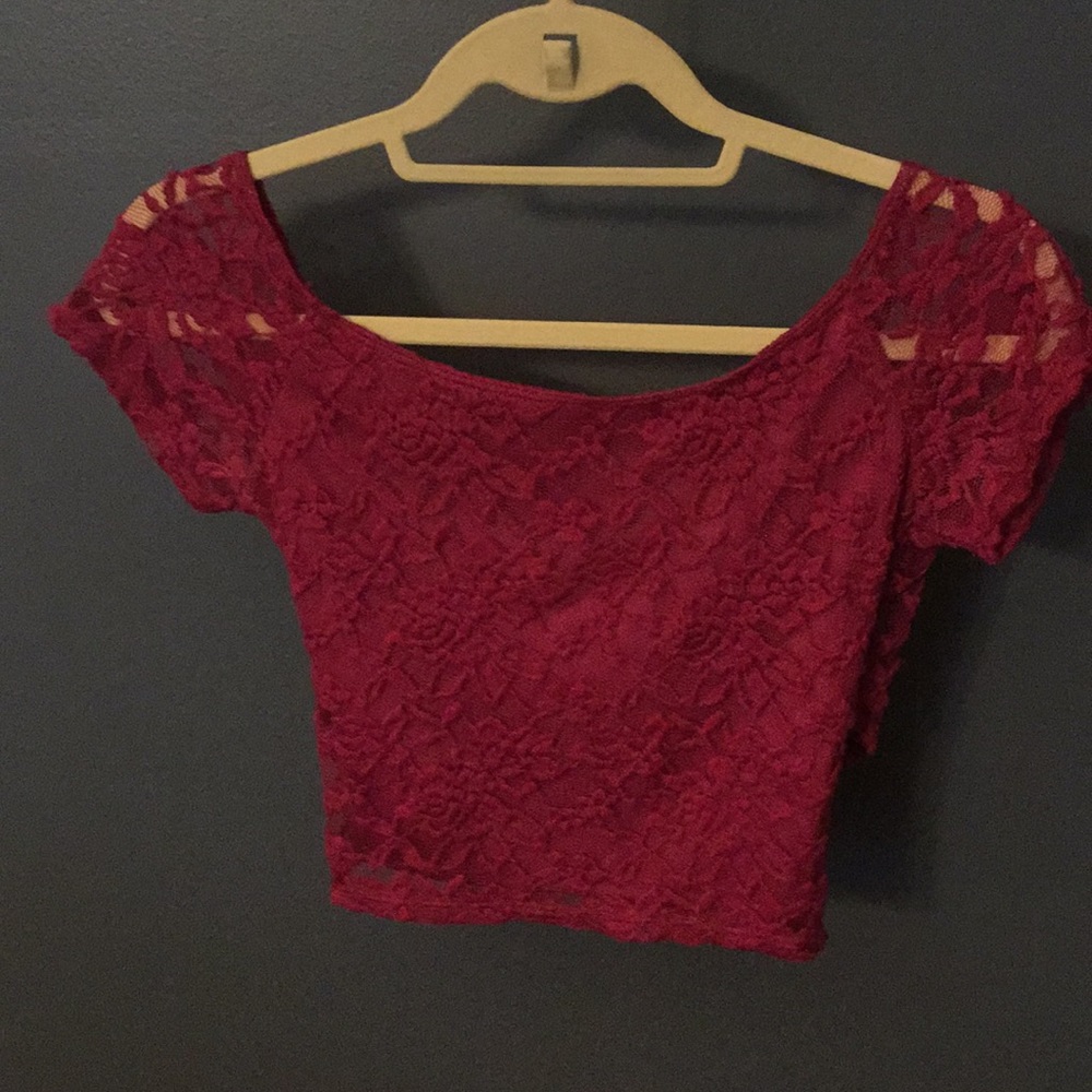 Charlotte Russe Lace Twist Back Crop Top
